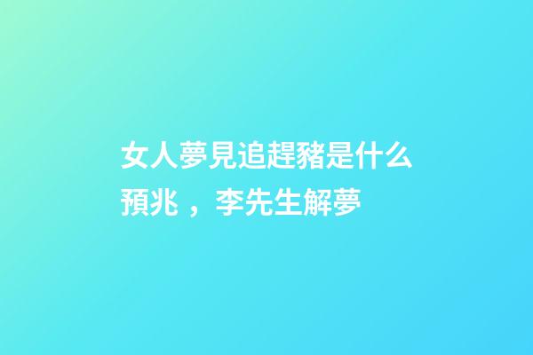 女人夢見追趕豬是什么預兆，李先生解夢-第1張-觀點-玄機派